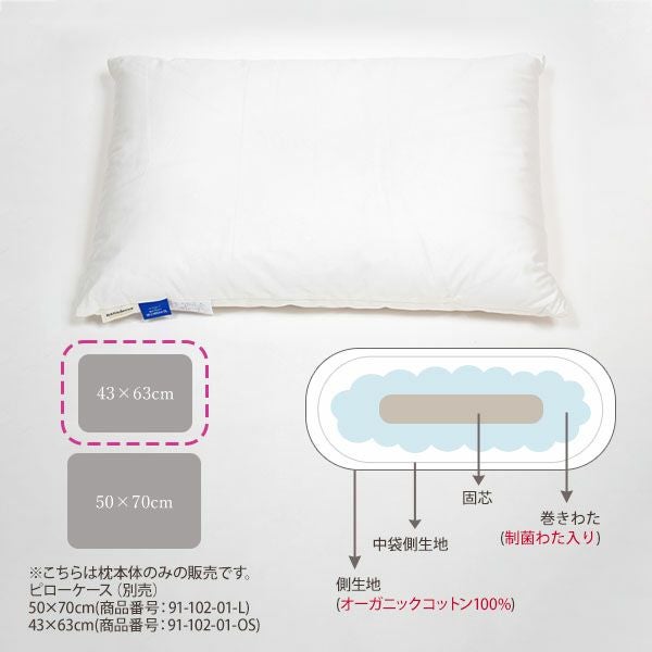 【ダニゼロック】オーガニックコットン わた枕 50×70