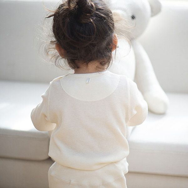 オーガニックコットン ベビー ワッフル長袖パジャマ 80-90