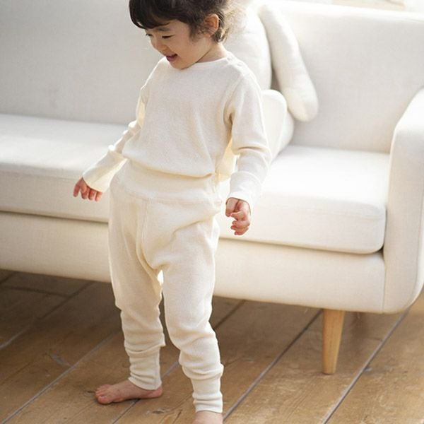 オーガニックコットン ベビー ワッフル長袖パジャマ 80-90