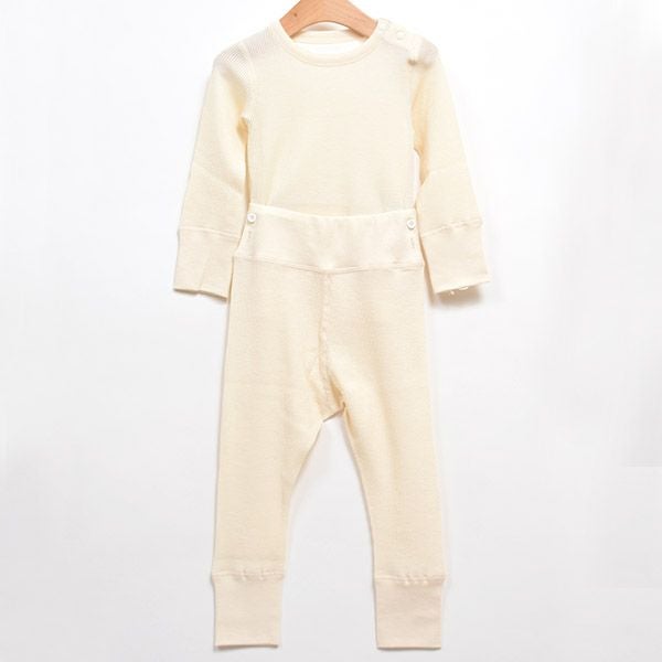 オーガニックコットン ベビー ワッフル長袖パジャマ 80-90