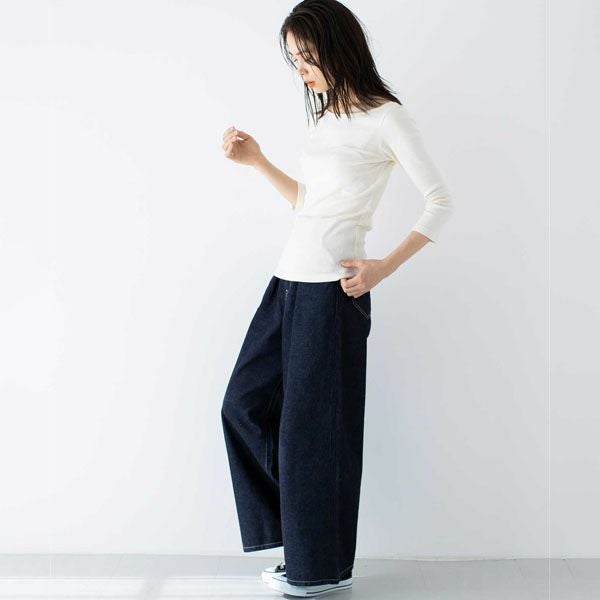 オーガニックコットン ベーシック ボートネックトップ（7分袖）