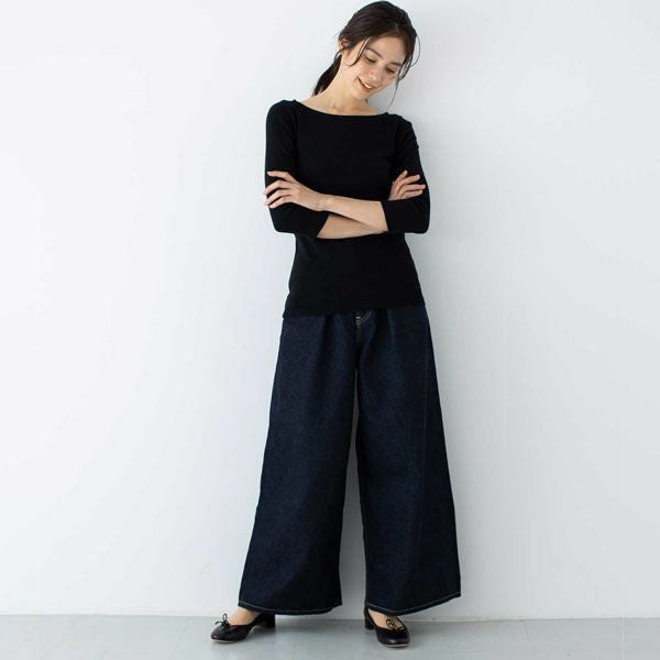 オーガニックコットン ベーシック ボートネックトップ（7分袖）
