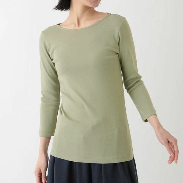 オーガニックコットン ベーシック ボートネックトップ（7分袖）