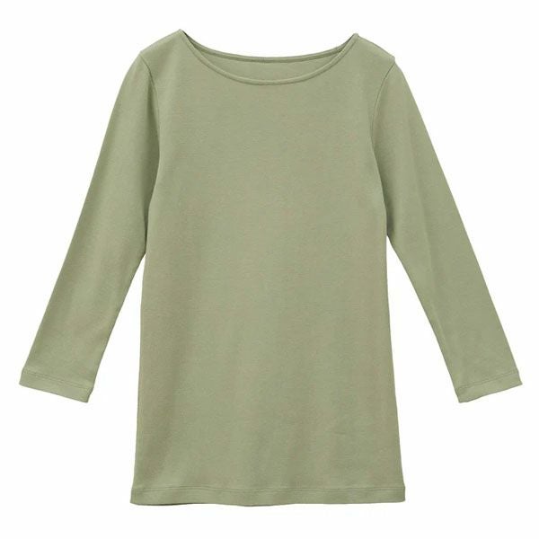 オーガニックコットン ベーシック ボートネックトップ（7分袖）