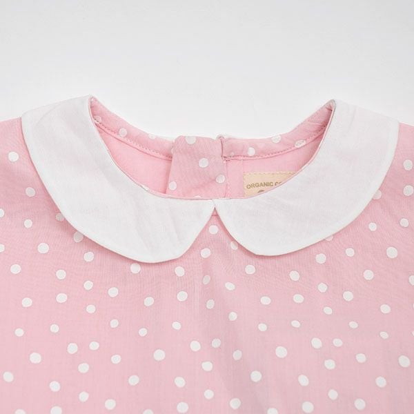 オーガニックコットン ベビーえり付きワンピースSpots（半袖）