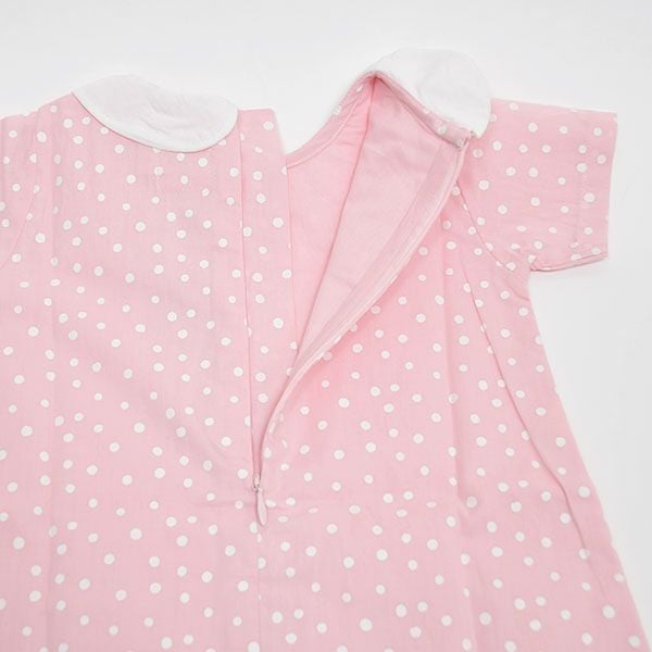オーガニックコットン ベビーえり付きワンピースSpots（半袖）