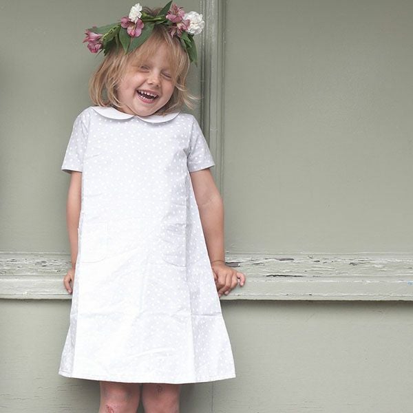 オーガニックコットン ベビーえり付きワンピースSpots（半袖）