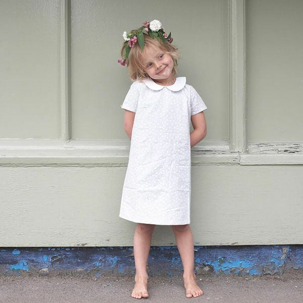 オーガニックコットン ベビーえり付きワンピースSpots（半袖）