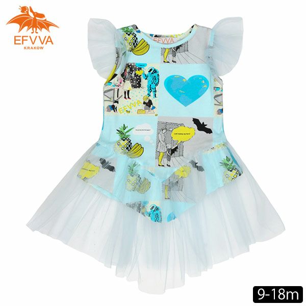 【SALE／80%OFF】オーガニックコットン ベビー チュールチュニック COMIC Blue 9-18m