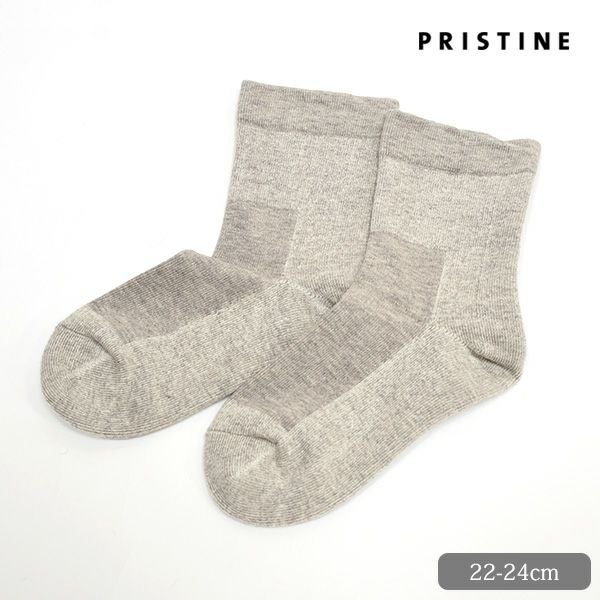 オーガニックコットン&ヤク 厚手おやすみソックス グレー 22-24