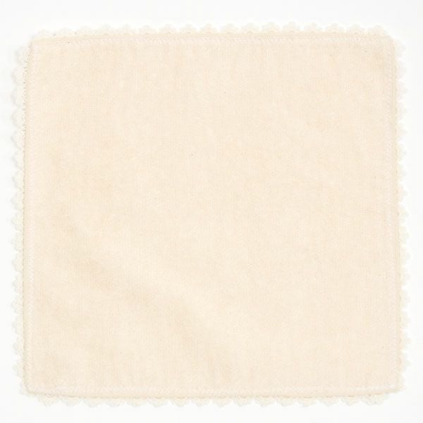 オーガニックコットン 縁取りレースタオルハンカチ