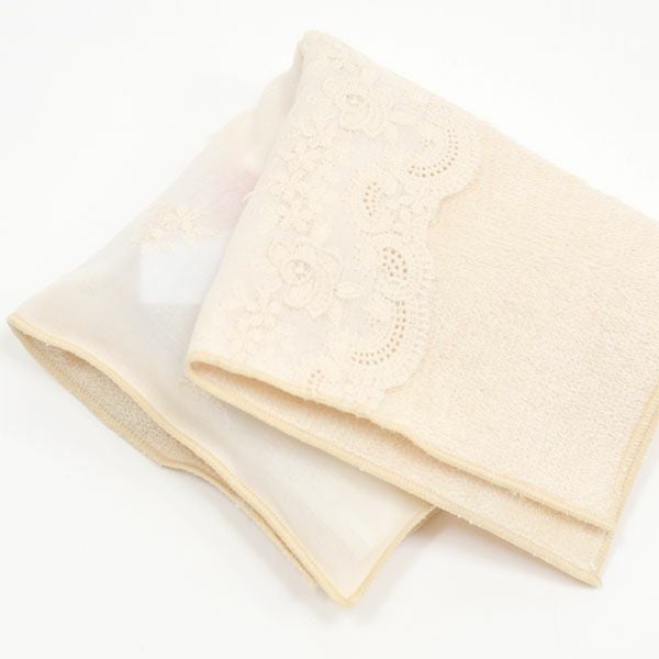 オーガニックコットン スカラレースポケット付きタオルハンカチ