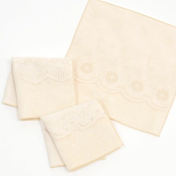 オーガニックコットン スカラレースポケット付きタオルハンカチ