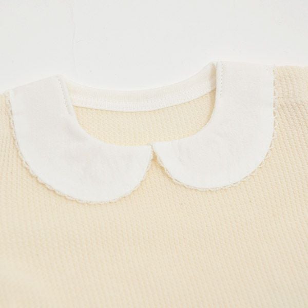 オーガニックコットン ベビー ワッフルえり付きグレコ ナチュラル 70-80