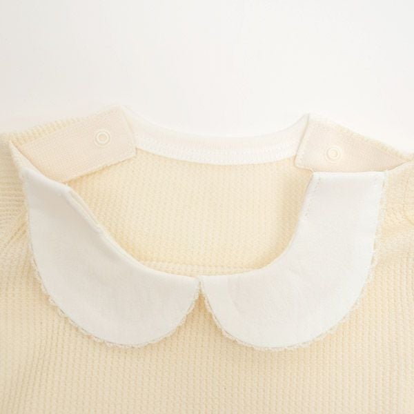 オーガニックコットン ベビー ワッフルえり付きグレコ ナチュラル 70-80