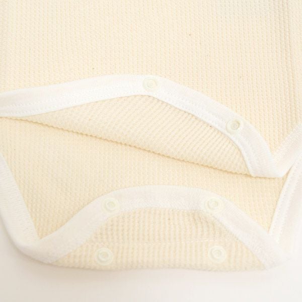 オーガニックコットン ベビー ワッフルえり付きグレコ ナチュラル 70-80