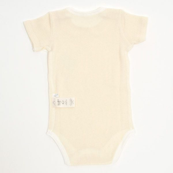 オーガニックコットン ベビー ワッフルえり付きグレコ ナチュラル 70-80