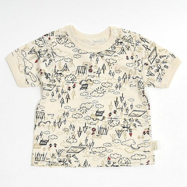 オーガニックコットン ベビーたのしい公園柄Tシャツ