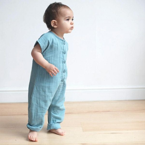 オーガニックコットン ベビーモスリンジャンプスーツ