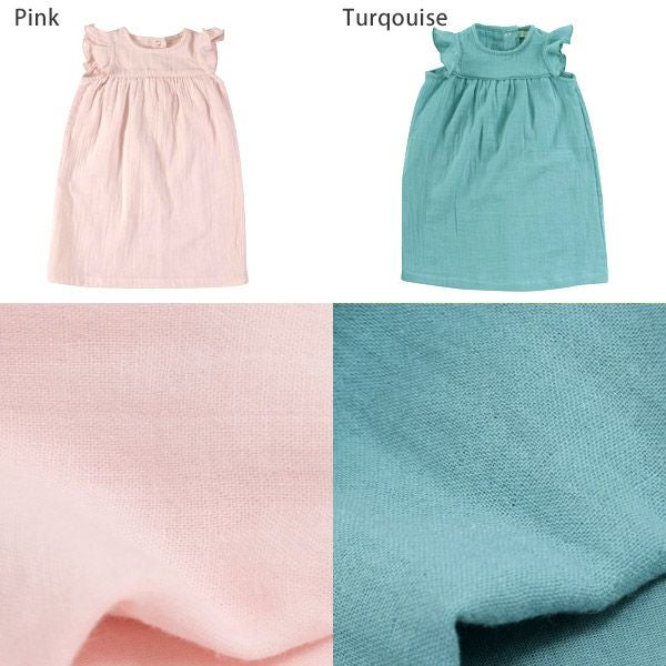 オーガニックコットン ベビーモスリンフリル袖ドレス