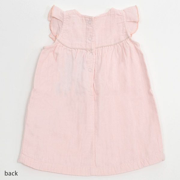 オーガニックコットン ベビーモスリンフリル袖ドレス