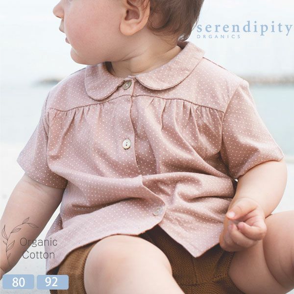 オーガニックコットン ベビーピーターパンカラーブラウス(半袖) Dot
