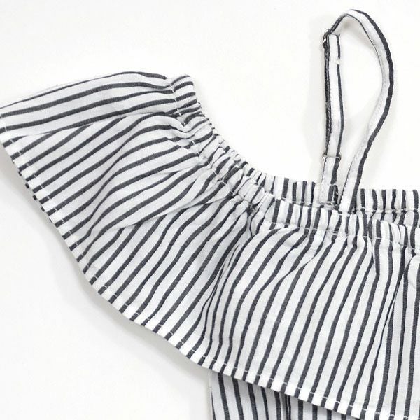 オーガニックコットン キッズ オフショルダードレス ストライプ MELODY