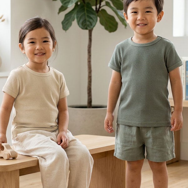 オーガニックコットン キッズワッフルTシャツ(半袖)