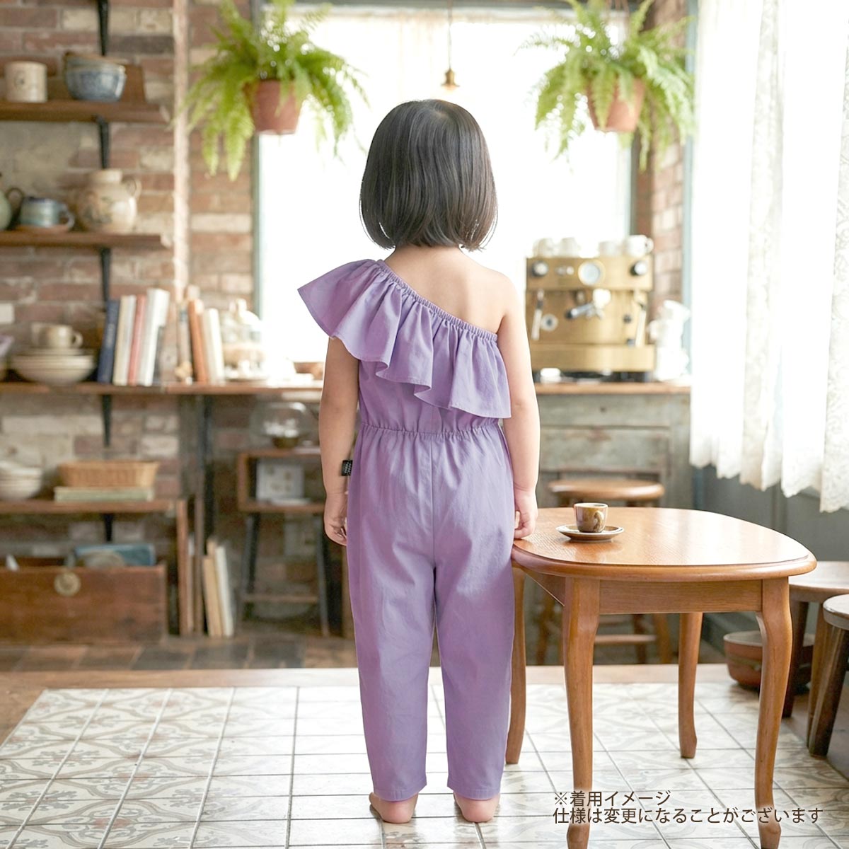 オーガニックコットン キッズオフショルダージャンプスーツ Isla