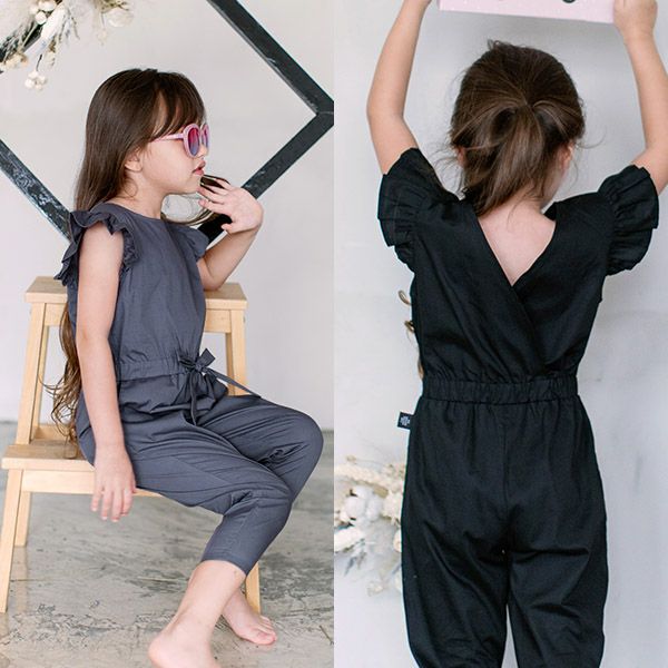 オーガニックコットン キッズフリル袖ジャンプスーツ Mia