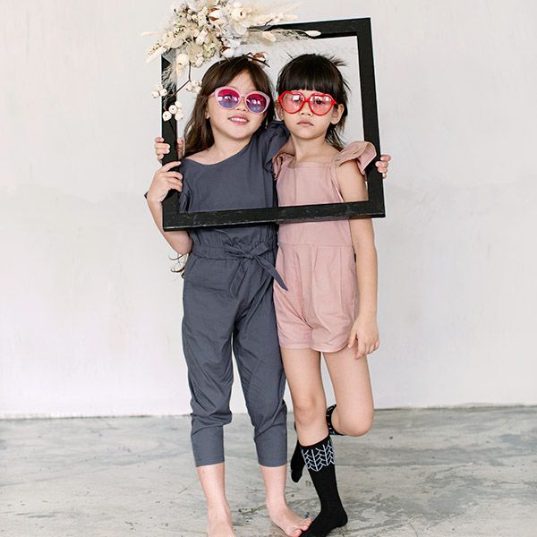 オーガニックコットン キッズフリル袖ジャンプスーツ Mia