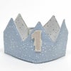 オーガニックコットン バースデークラウン Blue&Grey on Grey