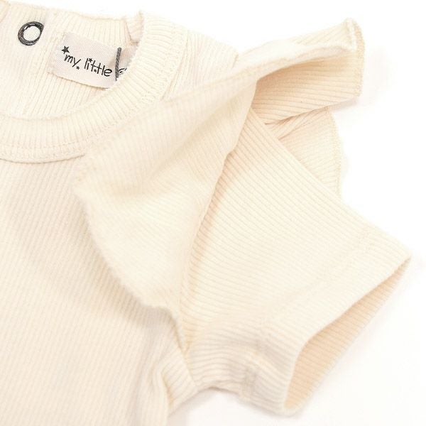 オーガニックコットン ベビーフリル袖リブボディスーツ