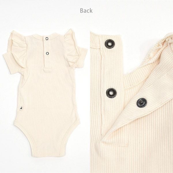オーガニックコットン ベビーフリル袖リブボディスーツ