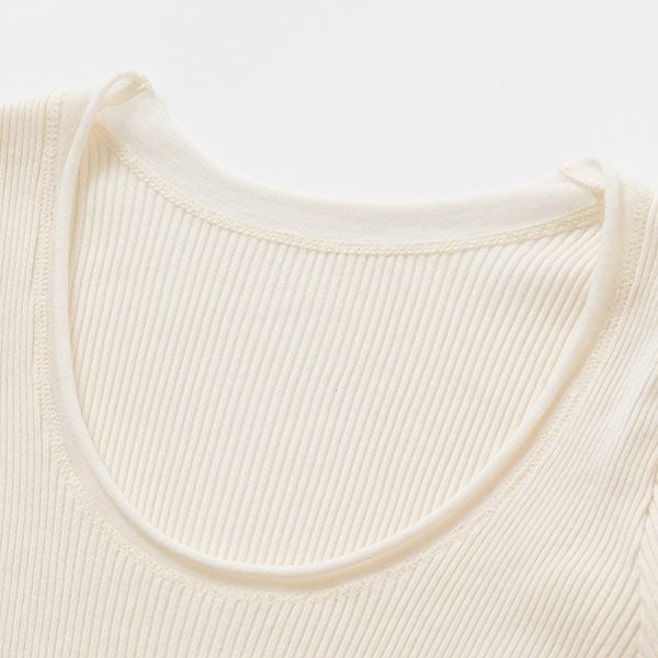 オーガニックコットン チューブテレコクルーネック(長袖) ナチュラル M