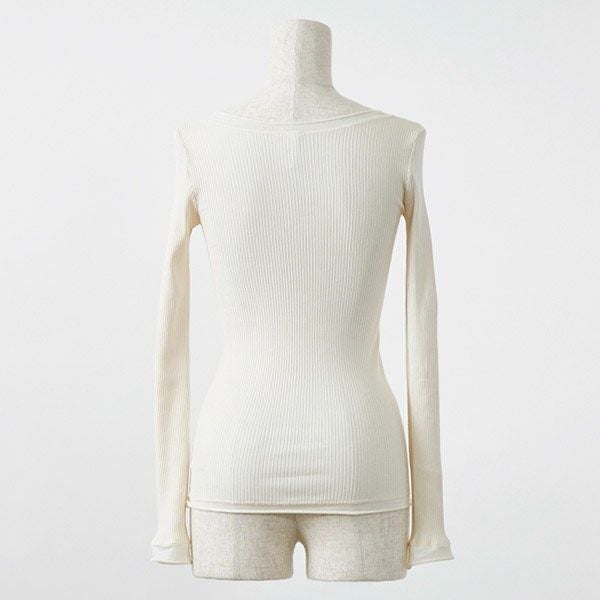 オーガニックコットン チューブテレコクルーネック(長袖) ナチュラル M