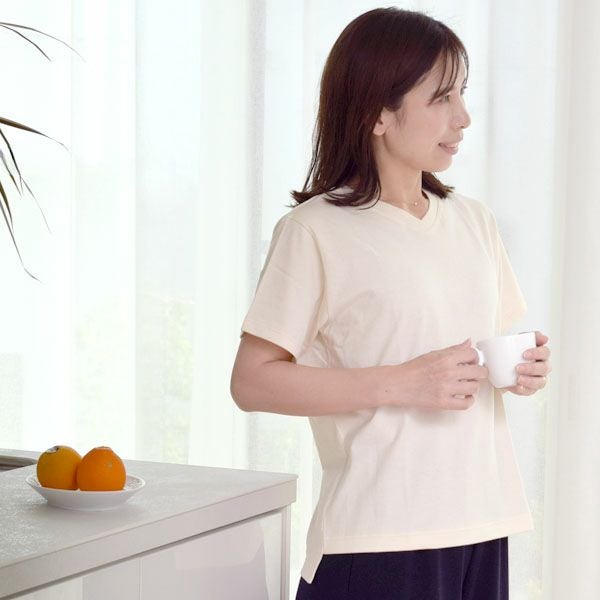 オーガニックコットン Vネックプルオーバー(半袖)