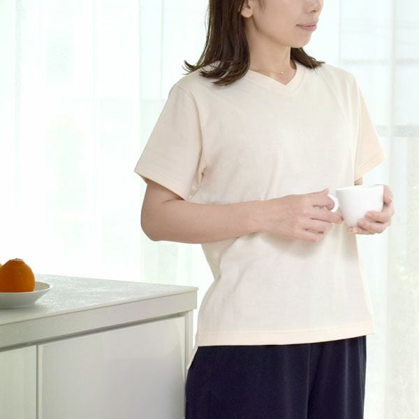 オーガニックコットン Vネックプルオーバー(半袖)