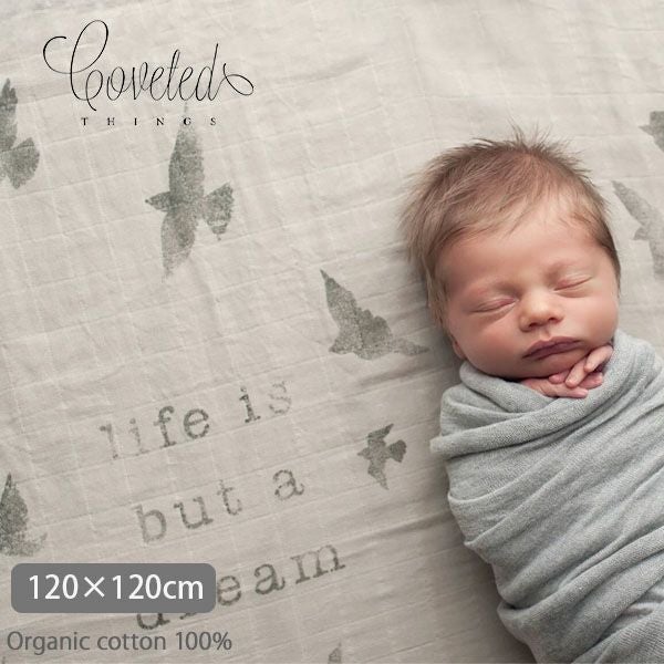 オーガニックコットン モスリンスワドルScarf Birds
