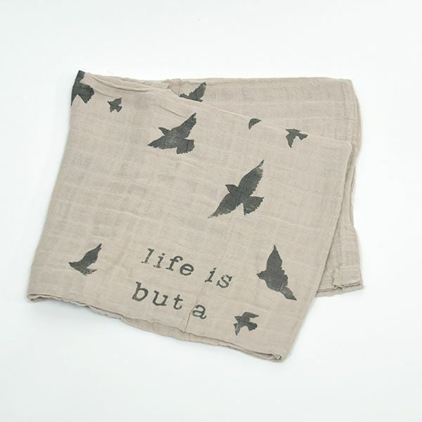 オーガニックコットン モスリンスワドルScarf Birds