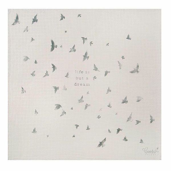 オーガニックコットン モスリンスワドルScarf Birds