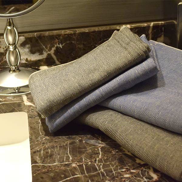 オーガニックコットン トラッド ヘリンボーンフェイスタオル