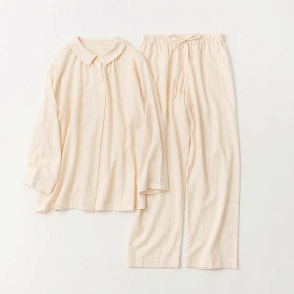 オーガニックコットン ヘリンボンパジャマ ナチュラル M