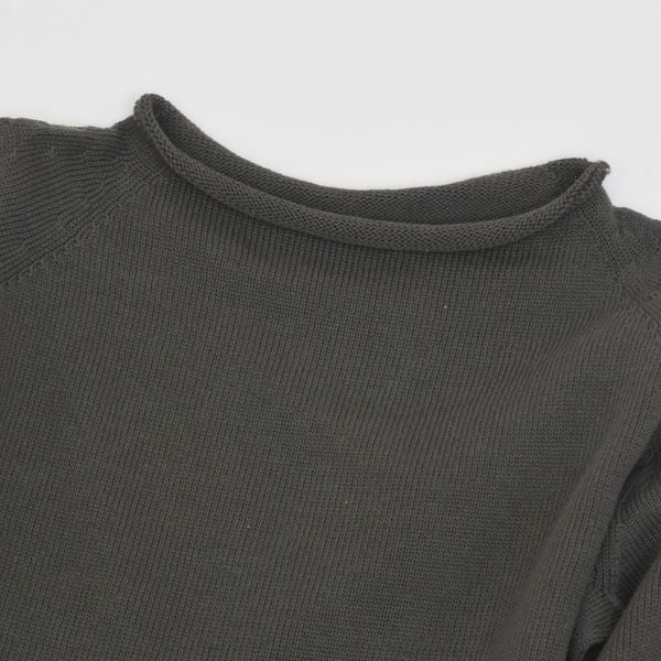 オーガニックコットン 無縫製ボートネック五倍子 ナチュラルブラック M