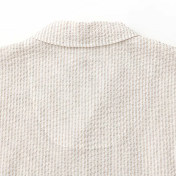 オーガニックコットン&リネン メンズサッカーストライプパジャマ(半袖)