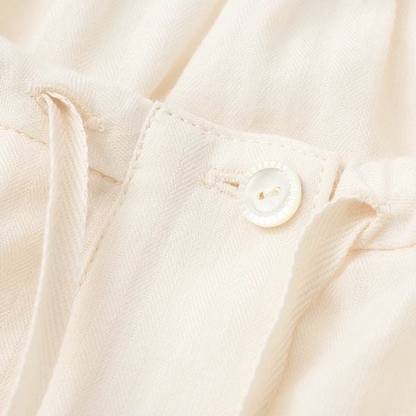 オーガニックコットン ヘリンボンギャザーネグリジェ(半袖) ナチュラル M