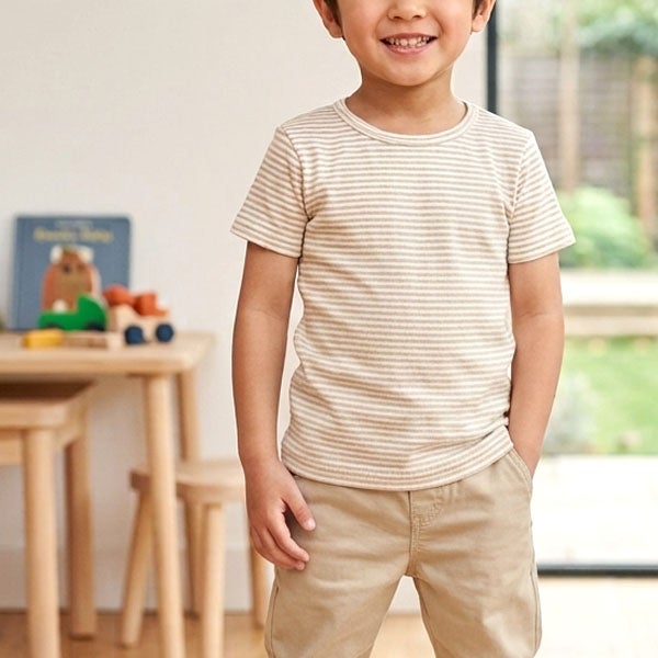 オーガニックコットン キッズ フライスTシャツStripe (半袖)