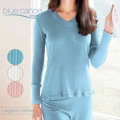 【SALE／20%OFF】オーガニックコットン ポインテル VネックＴシャツ(長袖)