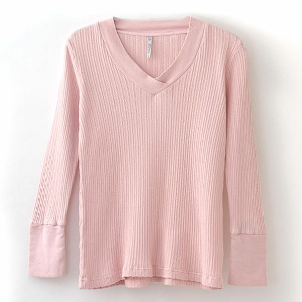 【SALE／20%OFF】オーガニックコットン ポインテル VネックＴシャツ(長袖)