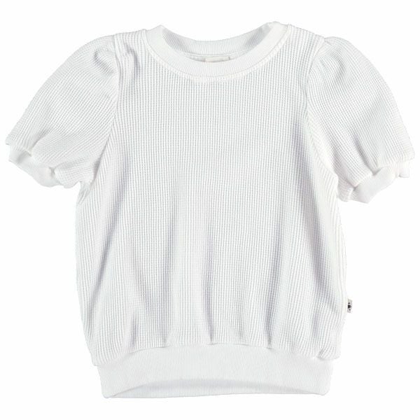 オーガニックコットン キッズワッフルパフスリーブトップ